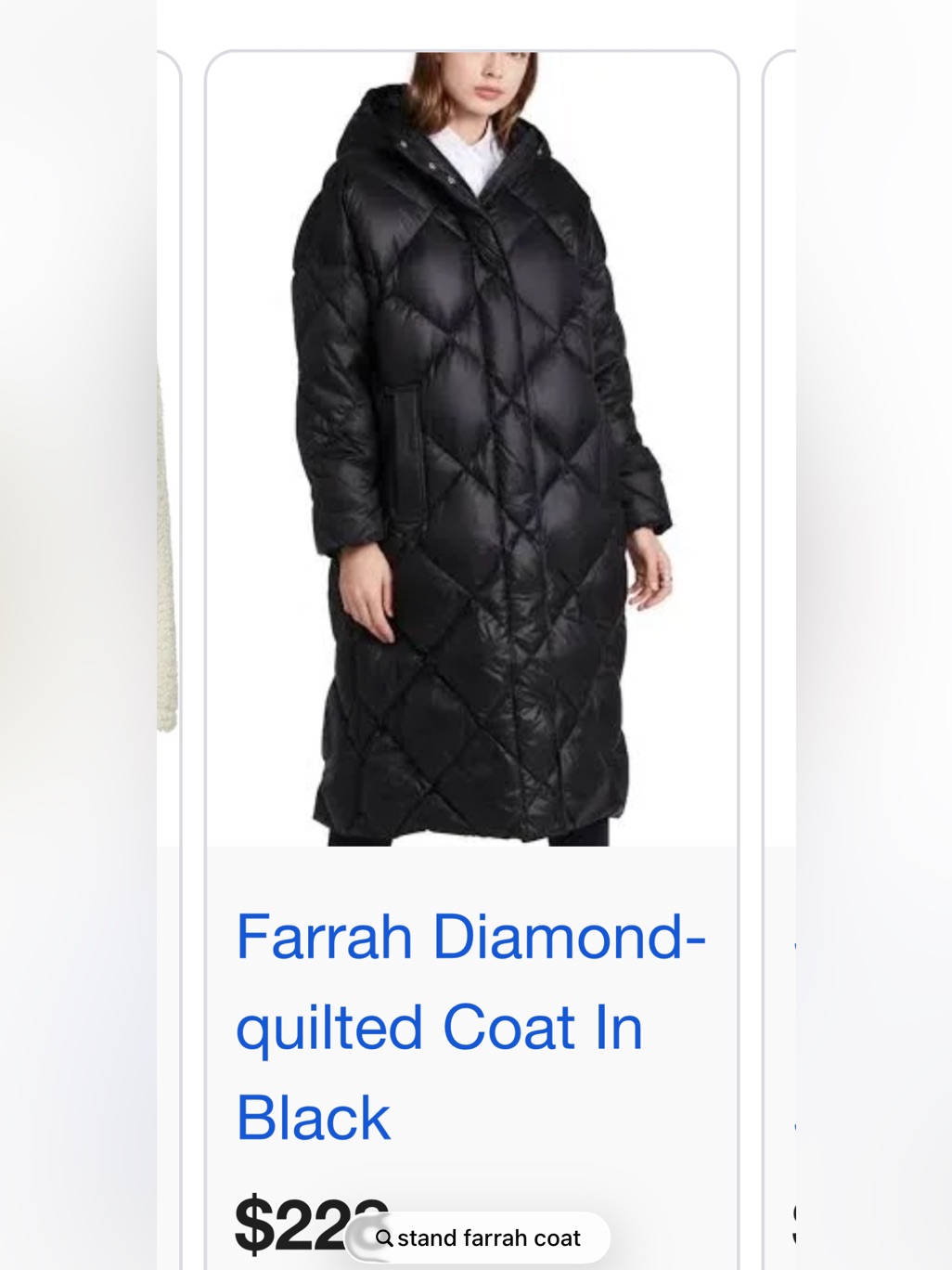 Stand Studio Black Quilted Farrah Coat